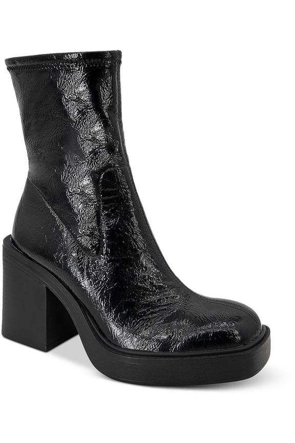 New York Womens Amber Pull-on Chunky Ankle Boots