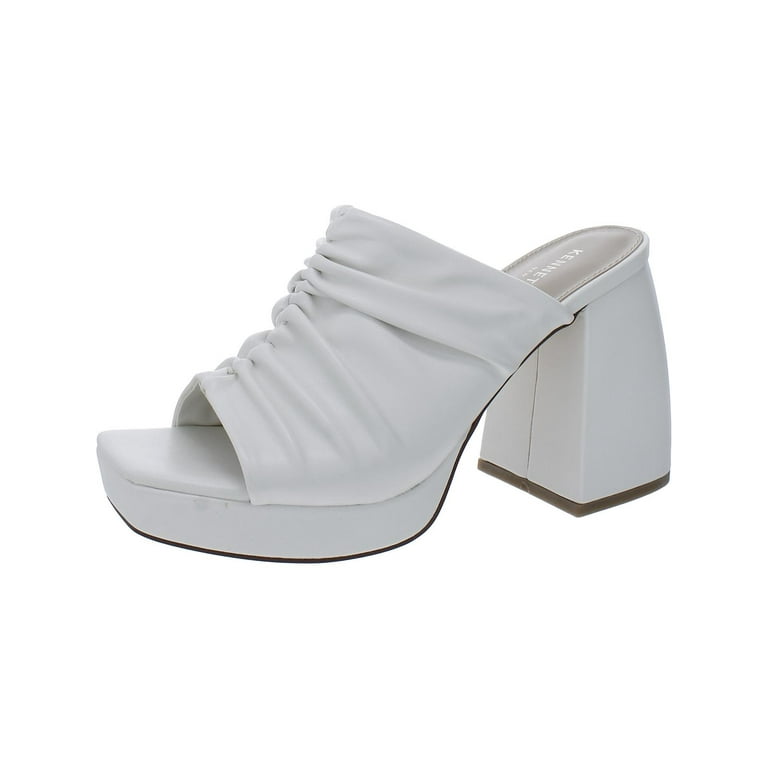 Kenneth Cole New York Womens Anika Faux Leather Peep Toe Platform Sandals