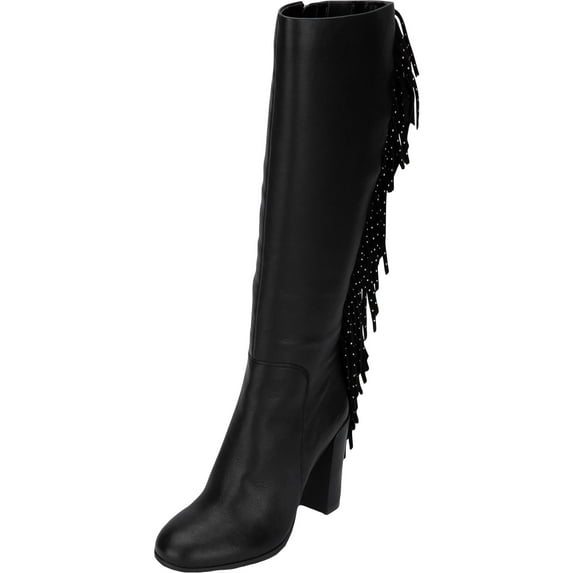 Kenneth Cole New York Womens Justin Leather Knee-High Boots Black 7 Medium (B,M)