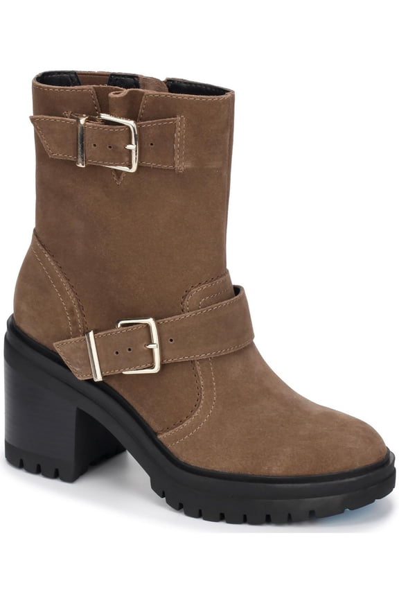 New York Womens RHODE HEEL BUCKLE FAUX LEATHER CASUAL Ankle Boots