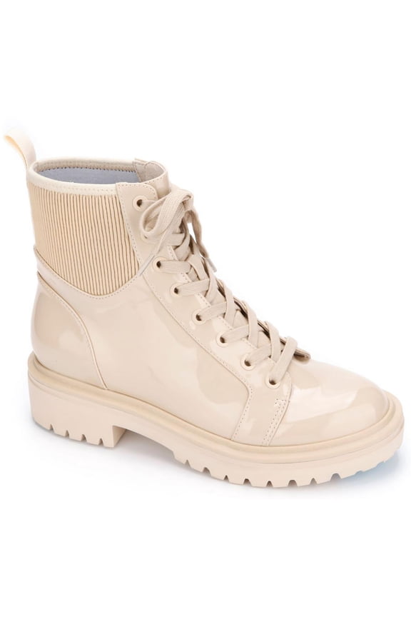 New York Womens Rhode Light Patent Leather Lug Sole Booties