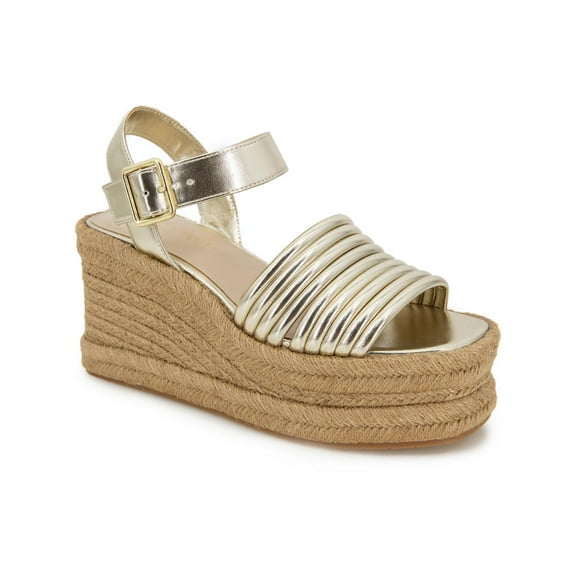Kenneth Cole New York Womens Shelby Metallic Ankle Strap Espadrilles