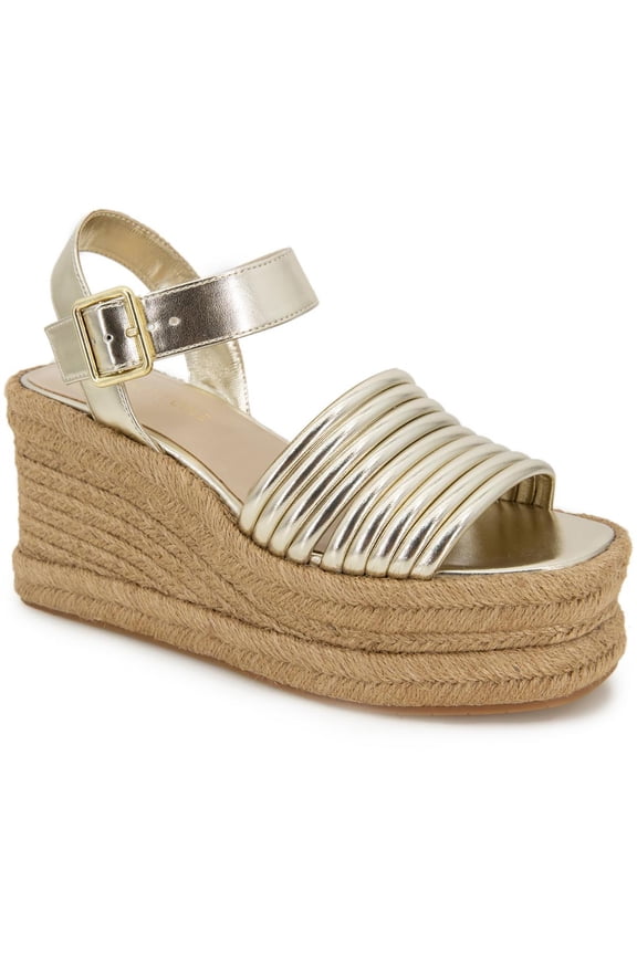 New York Womens Shelby Metallic Ankle Strap Espadrilles