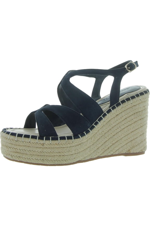 New York Womens Solace Buckle Faux Suede Strappy Sandals