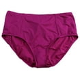 thumbnail image 1 of Kenneth Cole REACTION Women's Plus-Size Ruffle Shuffle Solid Hi Waisted Bikini Bottom, Iris, 2X, 1 of 3
