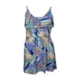 thumbnail image 1 of Kenneth Cole REACTION Women's Printed Ruffled Belted Swim Cover (L, Ocean), 1 of 2