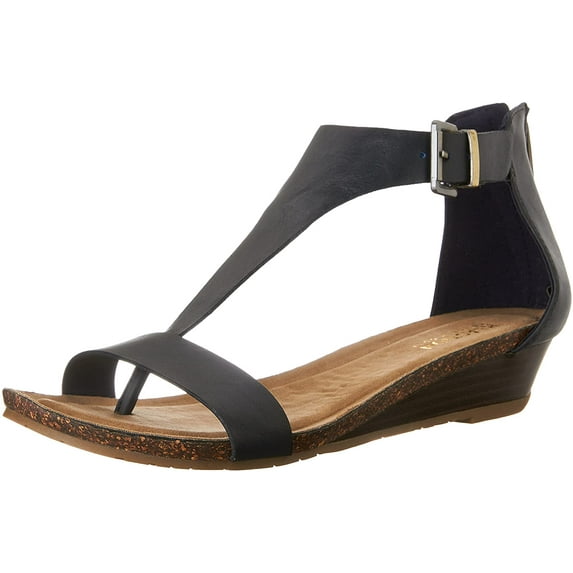 Kenneth Cole REACTION Womens Great Gal T-Strap Low Wedge Sandal