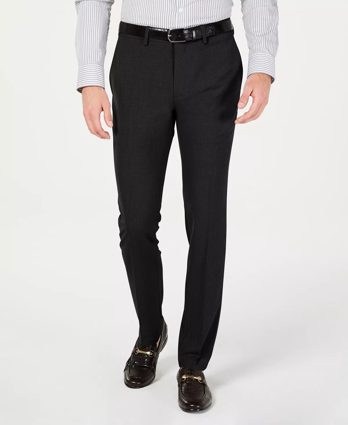 Kenneth Cole Reaction BLACK Men's Gabardine Stretch Flat-Front Pants, US 30X30