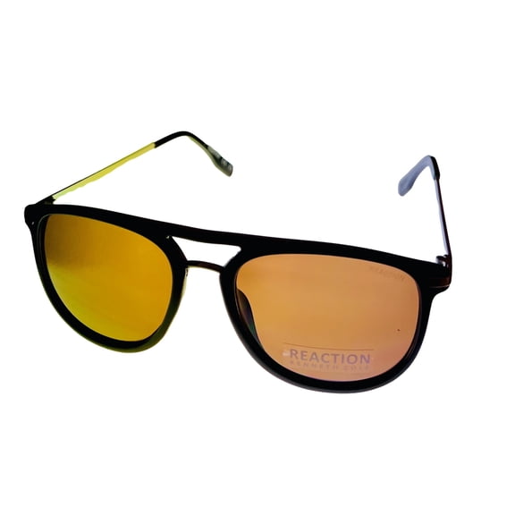 Kenneth Cole Reaction Black Mens Plastic Sunglass Aviator, Brown Lens KC1435 1E