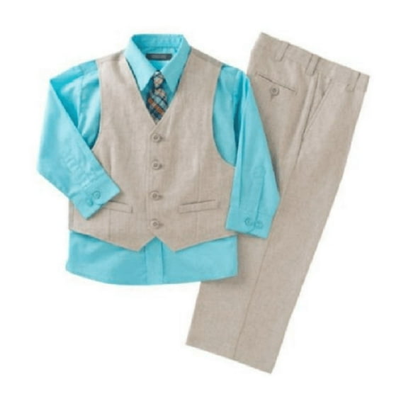 Kenneth Cole Reaction Boys' 4-piece Khaki and Blue Pant Suit, Sz 5