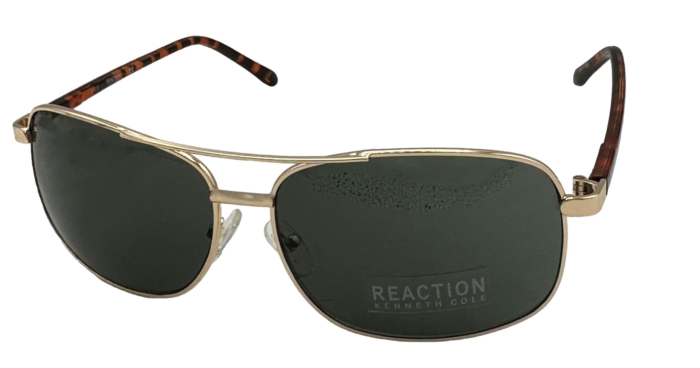 Kenneth Cole Reaction Gold Mens Metal Retangle Sunglass KC1379. 32N