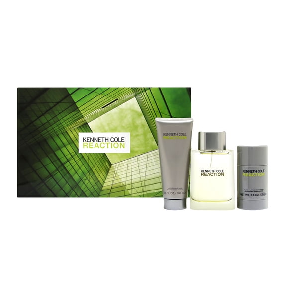 Kenneth Cole Reaction by Kenneth Cole for Men3 Piece Set Includes: 3.4 oz Eau de Toilette Spray + 3.4 oz After Shave Balm + 2.6 oz Alcohol Free Deodorant Stick