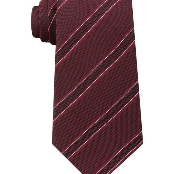 Kenneth Cole Mens Classic Stripe Self-tied Necktie, Red, One Size
