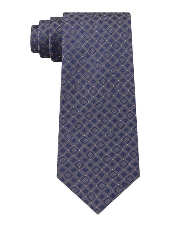 Reaction Mens Connect Square Slim Silk Ties, Gray