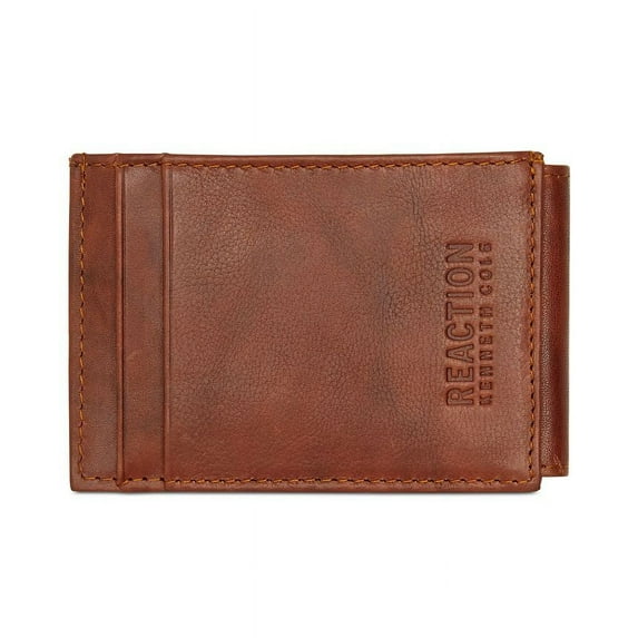 Kenneth Cole Reaction Men's Crunch Magnetic Front Pocket Leather Wallet Brown Size Regular
