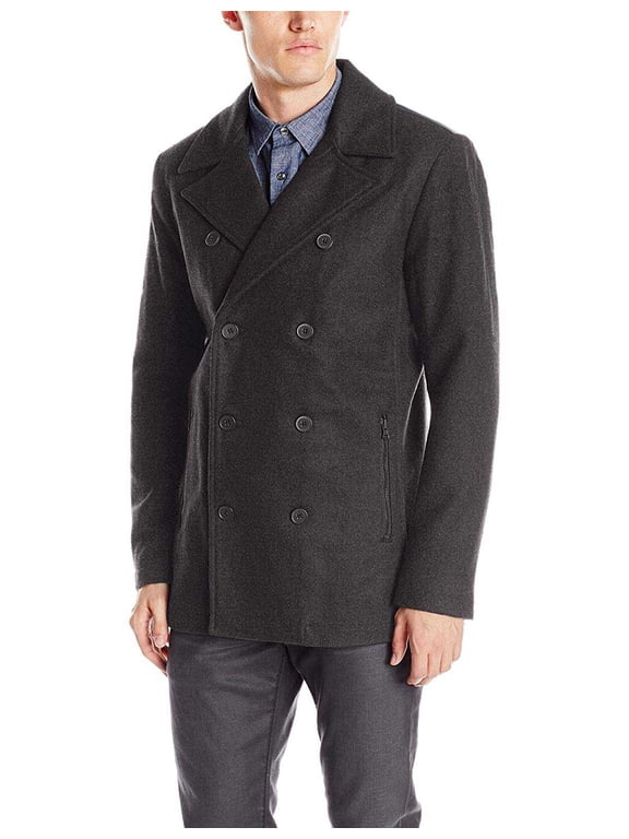 Reaction Mens Double-Breasted Pea Coats, Gray, Medium