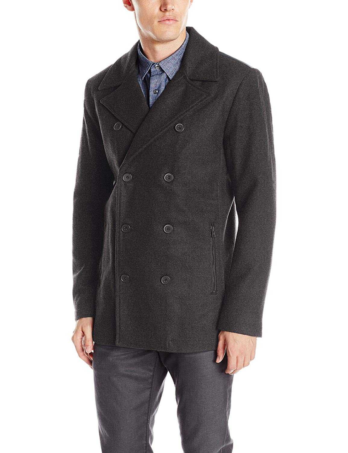 Overcoat For Men Kenneth Cole Men's Wool Blend Peacoat Double