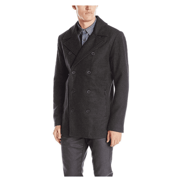 Reaction Men's Faux Leather Trim Pea Coat,Size XL, MSRP $219.5