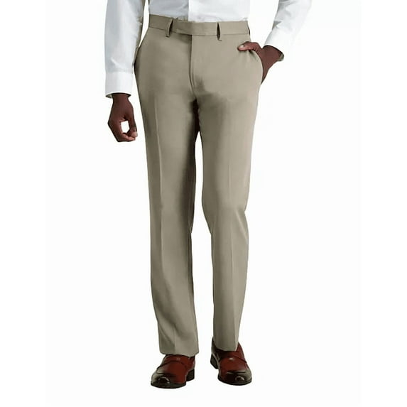 Kenneth Cole Reaction Men's Modern Premium Slim Fit Flat Front Dress Pant (Oatmeal, 36X32)