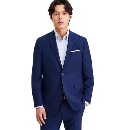 Kenneth Cole Mens Slim fit Suit Jacket Blazer 36 S Navy Blue Solid Stretch