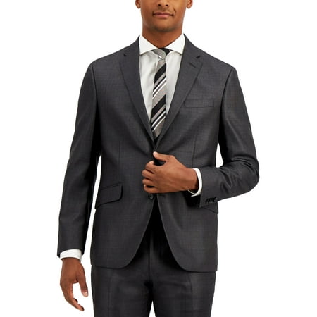 Kenneth Cole Mens Slim fit Suit Jacket Blazer 40 S Gun Metal Grey Solid Stretch