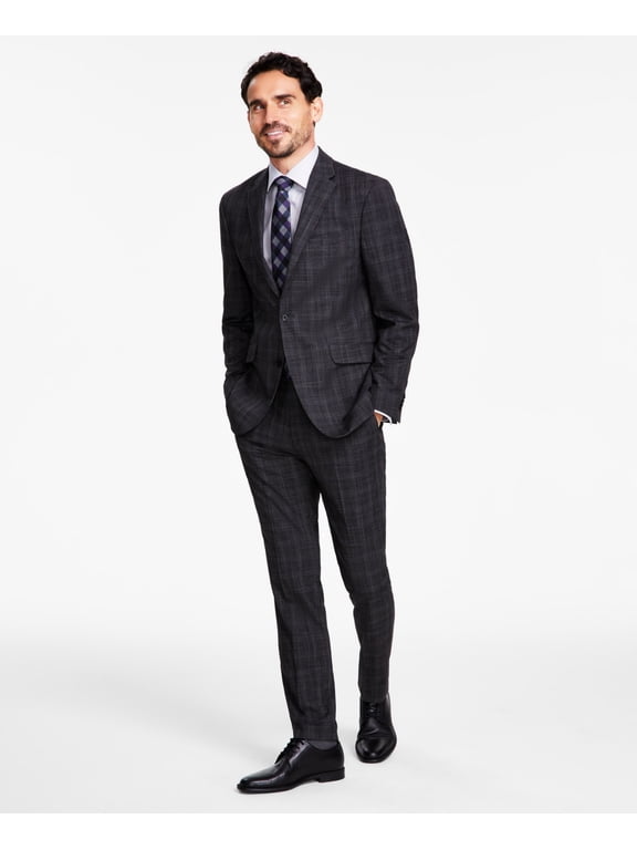 Reaction Men's Slim Fit Flex Stretch Suit 36R / 29 x 32 Grey Plaid