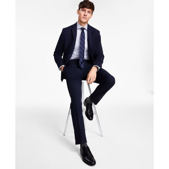 Kenneth Cole Reaction Men’s Slim-Fit Ready Flex Stretch Suits, Navy, 44S