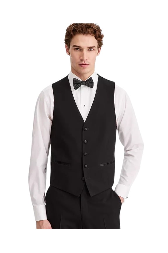 Reaction Men's Slim-Fit Techni-Cole Tuxedo Vest Large Black
