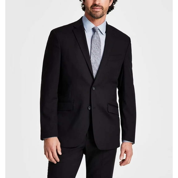 Kenneth Cole Mens Slim fit Suit Jacket Blazer 36 S Black Solid Stretch