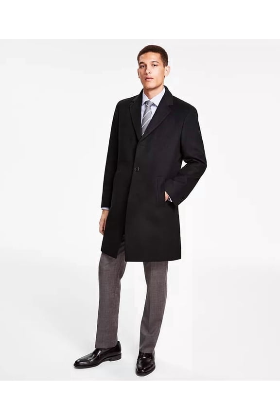Reaction Mens Classic fit Overcoat Coat 46 R Black Solid