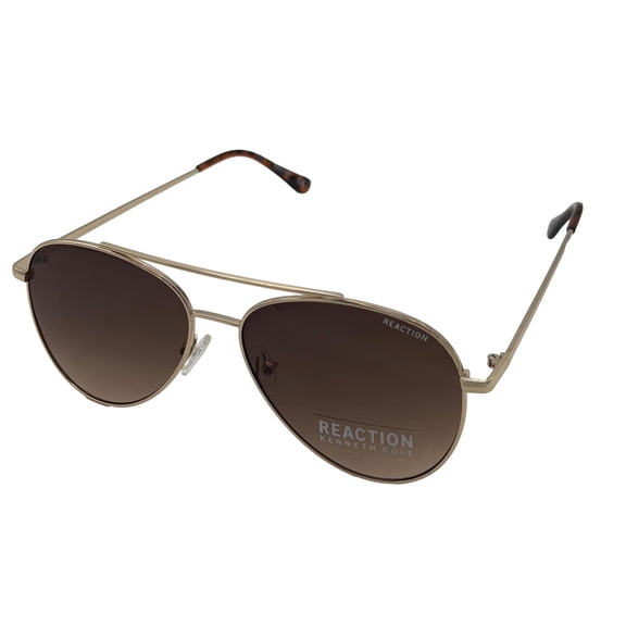 Kenneth Cole Reaction Mens Gold Metal Aviator Sunglass, Gradient Lens KC1386 32F