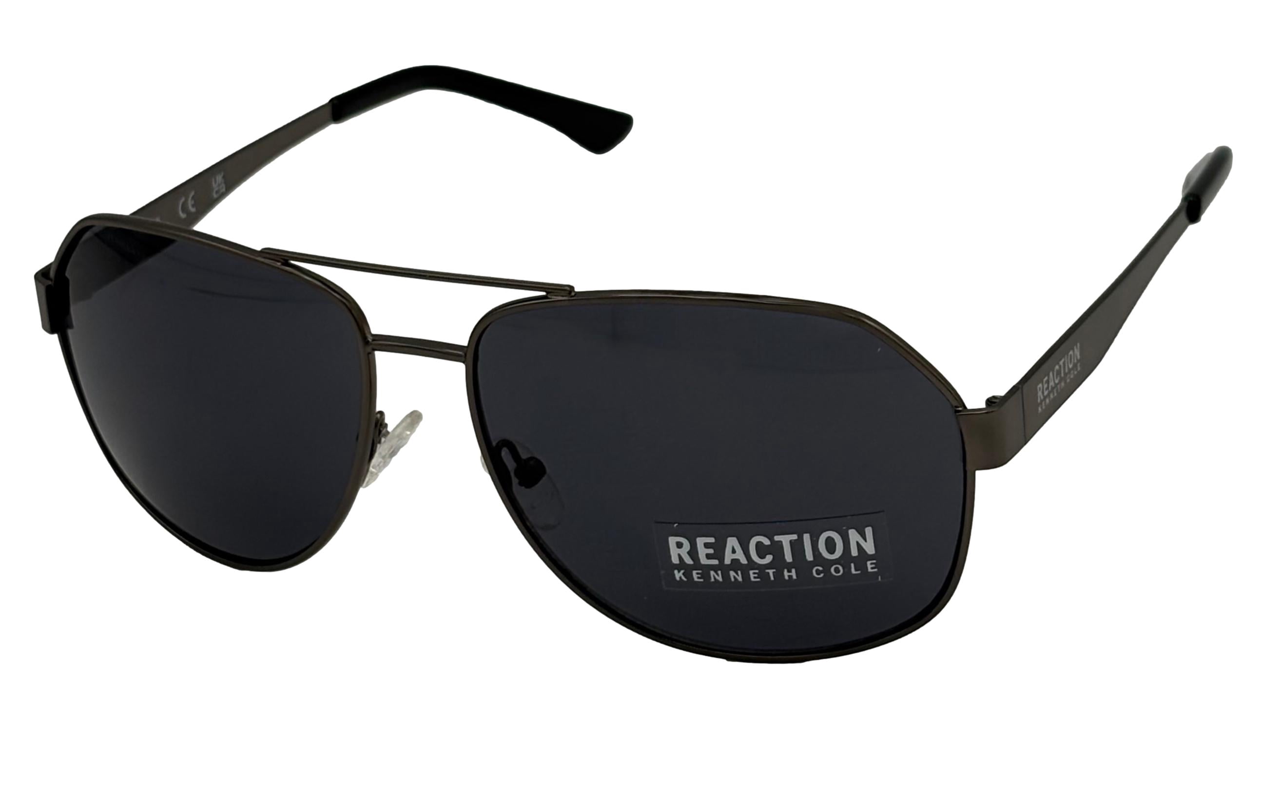 Kenneth Cole Reaction Mens Gunmetal / Metal Aviator Fashion Sunglasses with Pouch