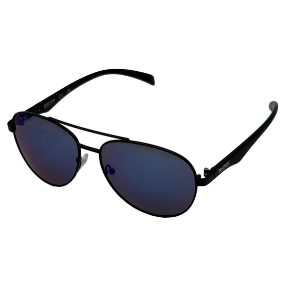 Kenneth Cole Reaction Mens Matte Black Sunglass Metal Aviator Blue Len KC1318 2X