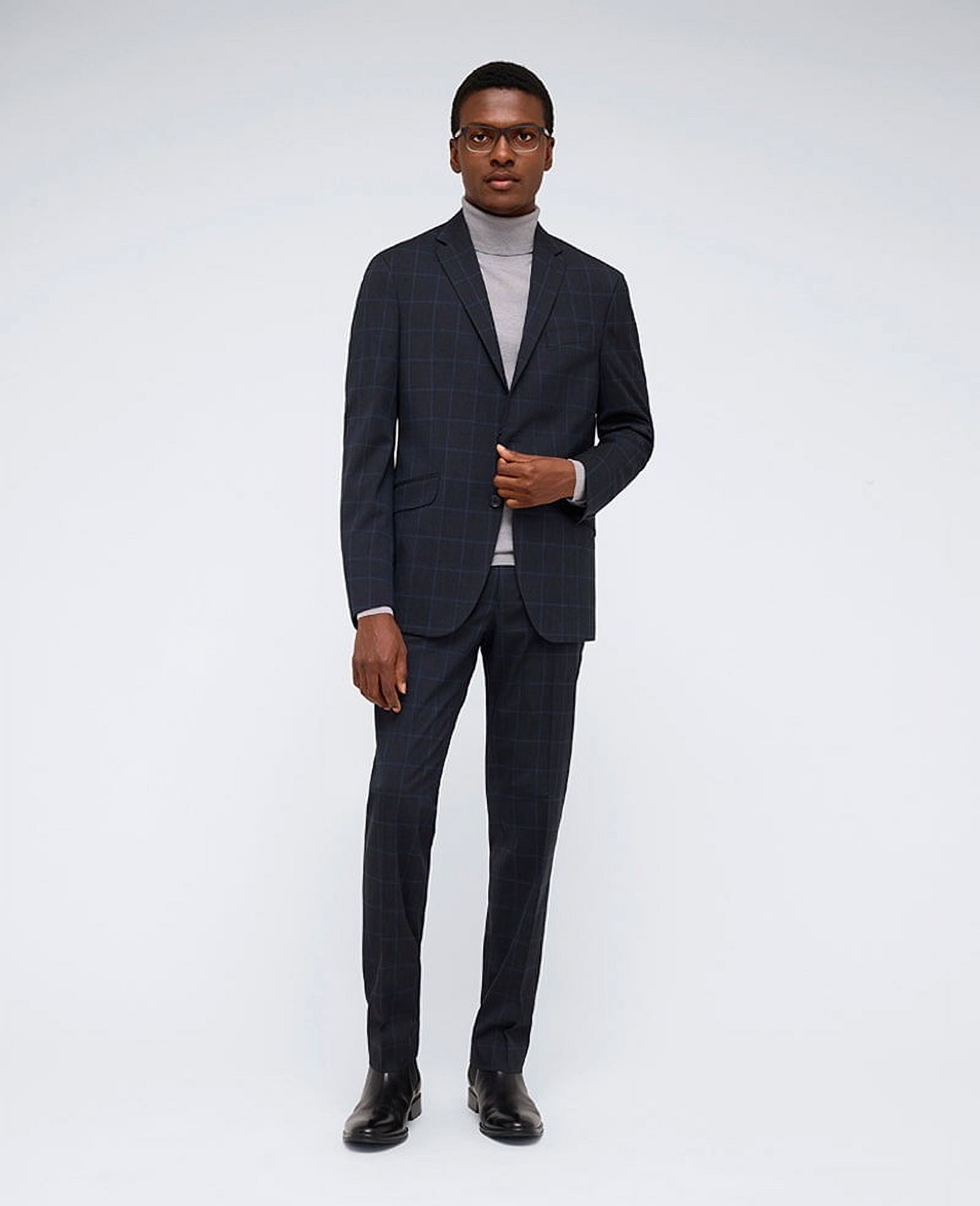 Kenneth Cole Reaction Mens Slim fit 2 Piece Suit 38 S / 31 Waist Blue Check Stretch