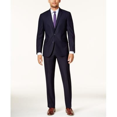 Kenneth Cole Reaction Mens Slim fit 2 Piece Suit 42 L / 35 Waist Blue Stretch