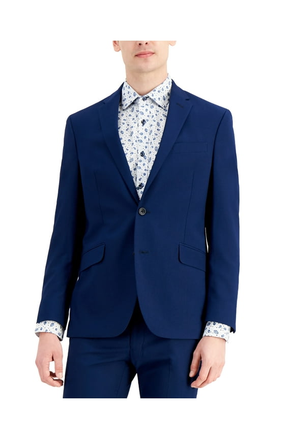 Mens Slim fit Suit Jacket Blazer 38 R Navy Blue Solid Stretch