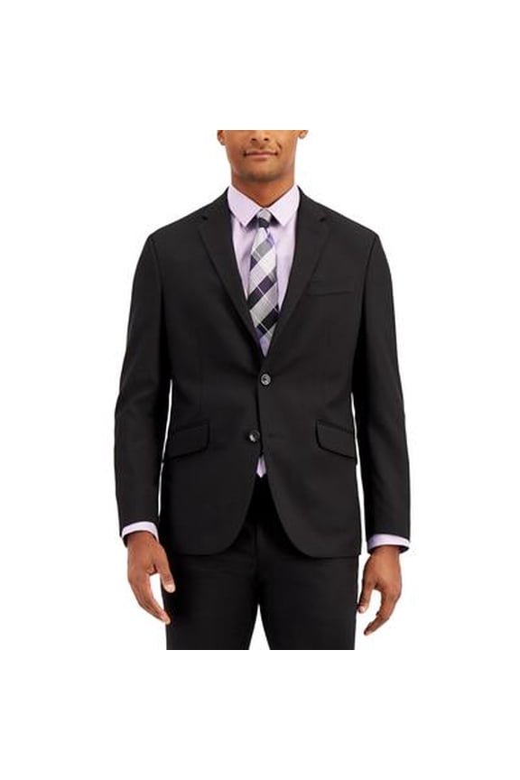 Reaction Mens Slim fit Suit Jacket Blazer 42 R Black Solid Stretch