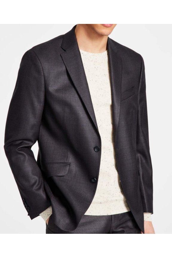 Mens Slim fit Suit Jacket Blazer 44 R Gun Metal Grey Solid Stretch