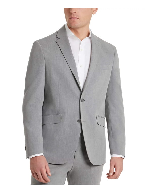 Kenneth Cole Mens Slim fit Suit Jacket Blazer 44 R Light Grey Solid Stretch