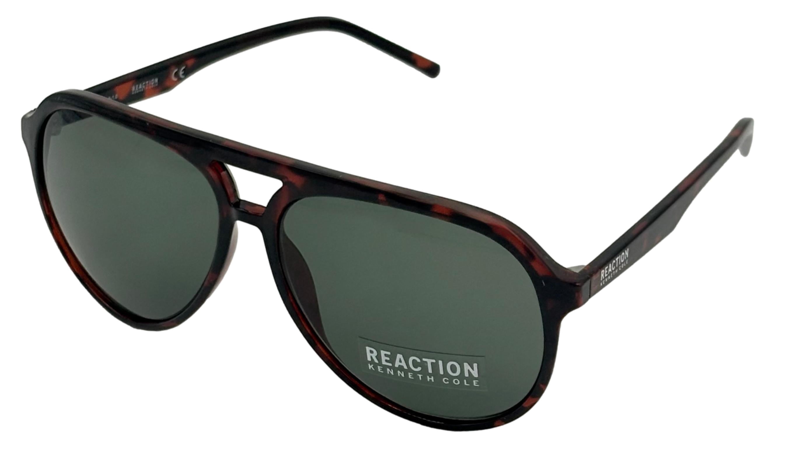 Kenneth Cole Reaction Mens Sunglass Dark Havana Plastic Aviator, KC1383. 52B