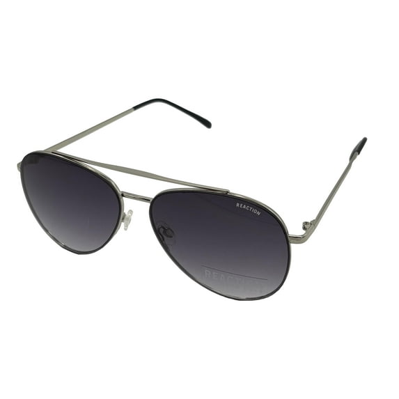 Kenneth Cole Reaction Silver Metal Smoke Lens Men's Aviator Sunglasses, Silver