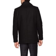 Kenneth Cole Men's Double Breasted Wool Peacoat with Rib Knit Bib, black, X-Large