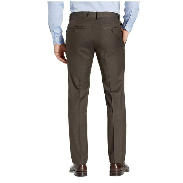 Kenneth Cole Reaction Stretch Textured Weave Slim Fit Dress Pants Chocolate