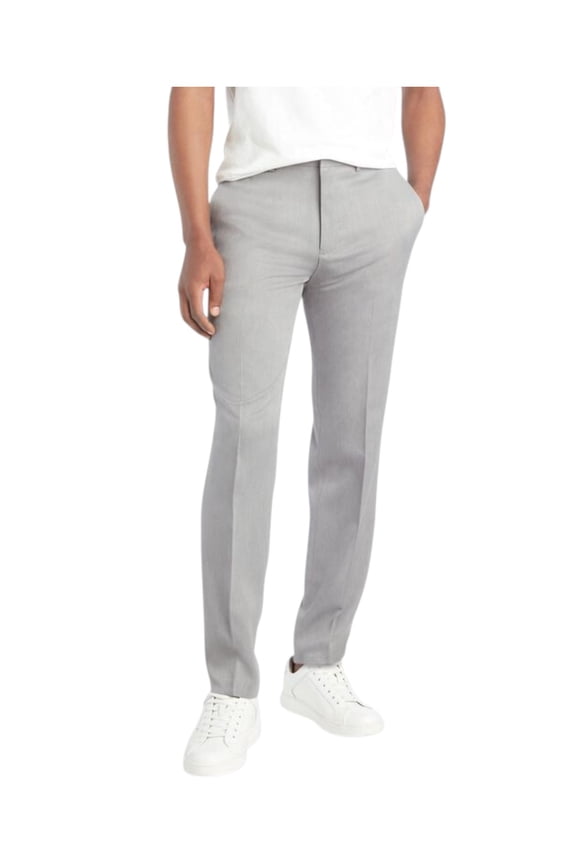 Mens Slim fit Dress Pants 36 / 30 Light Grey Solid Stretch