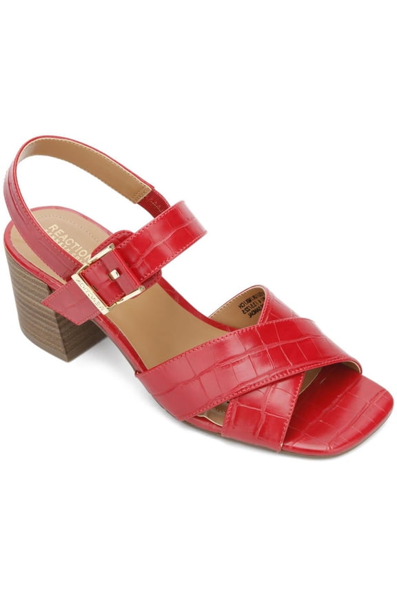 Reaction Womens Blanco Faux Leather Padded Insole Slingback Sandals