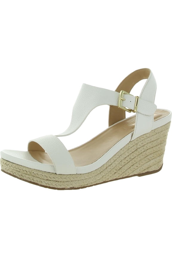 Reaction Womens Card Wedge Faux Leather Open Toe Heels