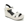 thumbnail image 1 of Kenneth Cole Reaction Womens Clarissa Embossed Buckle Wedge Sandals, 1 of 3