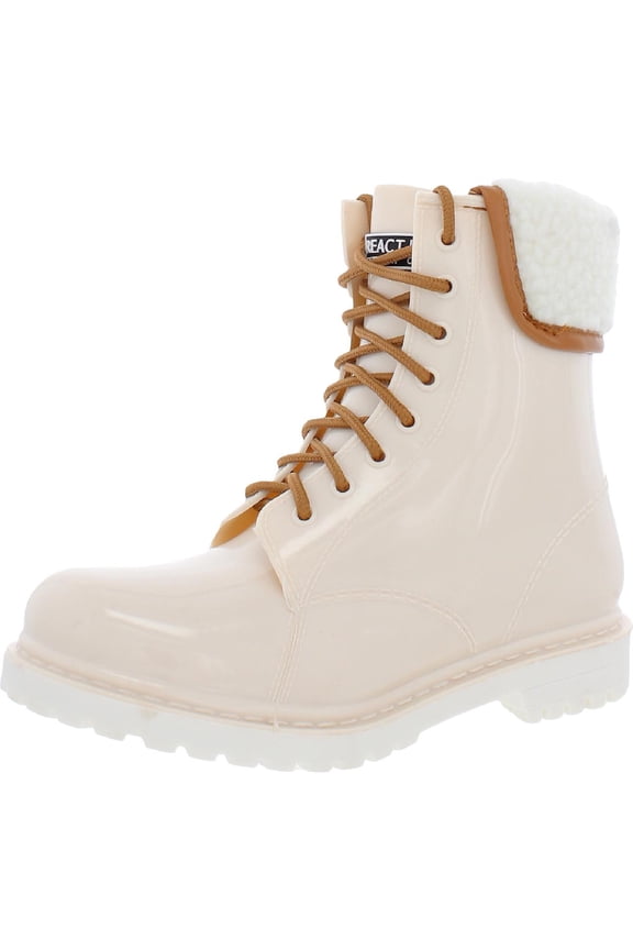 Reaction Womens Rain Lace Up Cozy Camouflage Patent Rain Boots