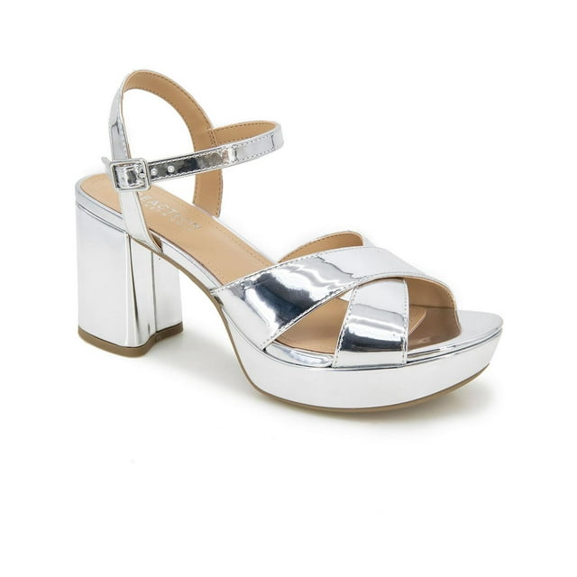 REACTION KENNETH COLE Womens Ivory Buckle Accent Embellished Tate Round Toe Block Heel Zip-Up Moto M