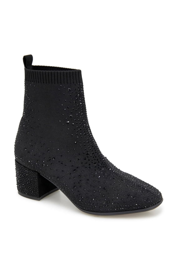 Reaction Womens Renee Chelsea Jewel Booties Black Knit 11